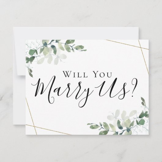 Eucalyptus Trouw ons Wilt u onze Huwelijksambtenaa Kaart (Voorkant)