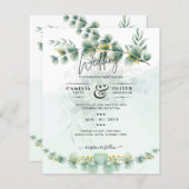 Eucalyptus Trouw Uitnodiging Modern Groen Goud (Voorkant / Achterkant)