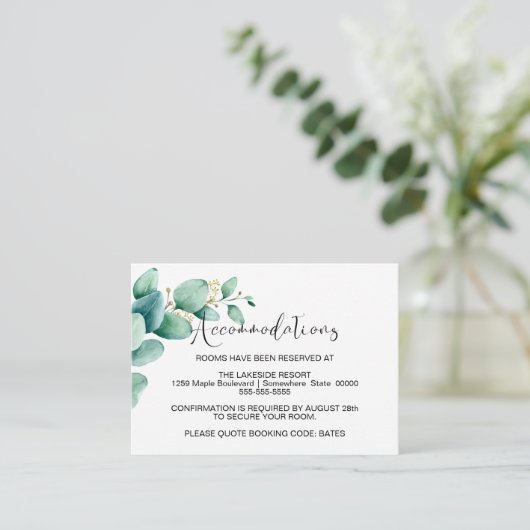 Eucalyptus Trouwaccommodaties Informatiekaartje (Staand voorkant)