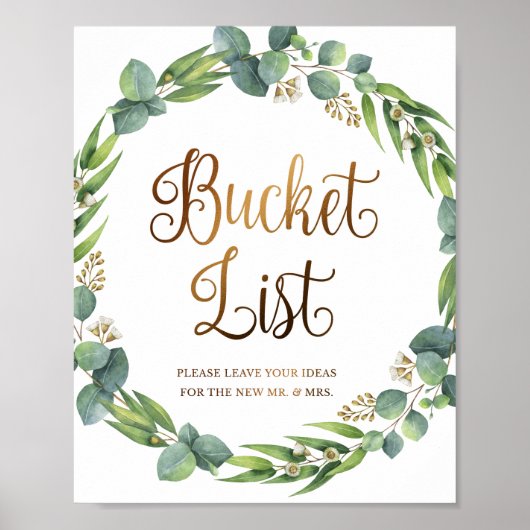 Eucalyptus trouwbord voor bucket list poster (Voorkant)