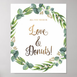 Eucalyptus trouwbord voor donuts poster