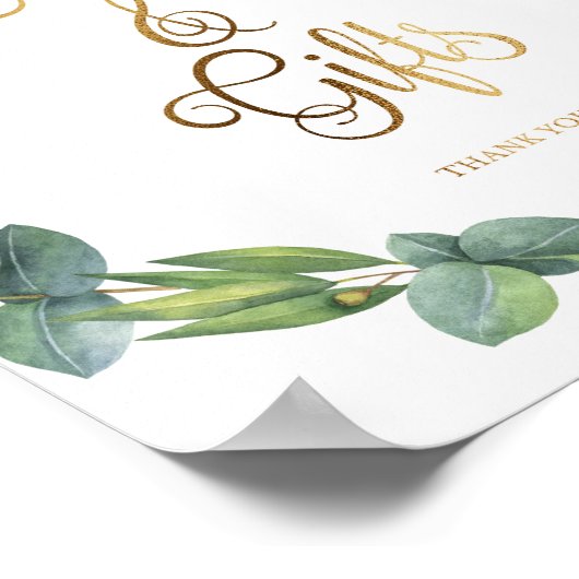 Eucalyptus trouwbord voor kaarten en geschenken poster (Hoek)