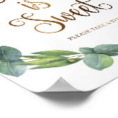 Eucalyptus trouwbord voor liefde is zoet poster (Hoek)