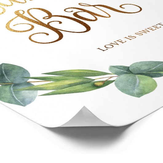 Eucalyptus-trouwbord voor snoepjes staaf poster (Hoek)