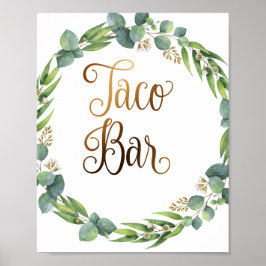 Eucalyptus trouwbord voor taco-bar poster