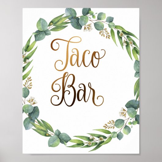 Eucalyptus trouwbord voor taco-bar poster (Voorkant)