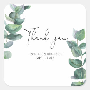 Eucalyptus - Trouwfeest bedankkaart Vierkante Sticker
