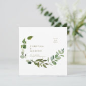 Eucalyptus Trouwfoto Save the Date Gold Tekst (Staand voorkant)