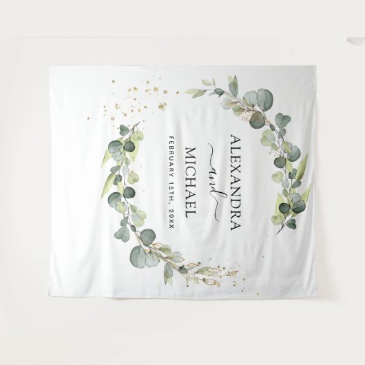 Eucalyptus Trouwfotobooth Achtergrond Wandkleed (Voorkant (horizontaal))