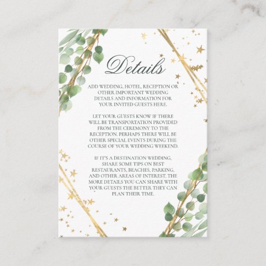 Eucalyptus Trouwgegevens Informatiekaartje (Voorkant)