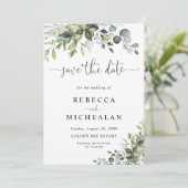 Eucalyptus Trouwkaart Save The Date Kaart (Staand voorkant)