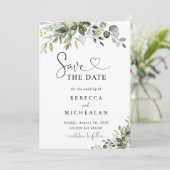 Eucalyptus Trouwkaart Save The Date Kaart (Staand voorkant)