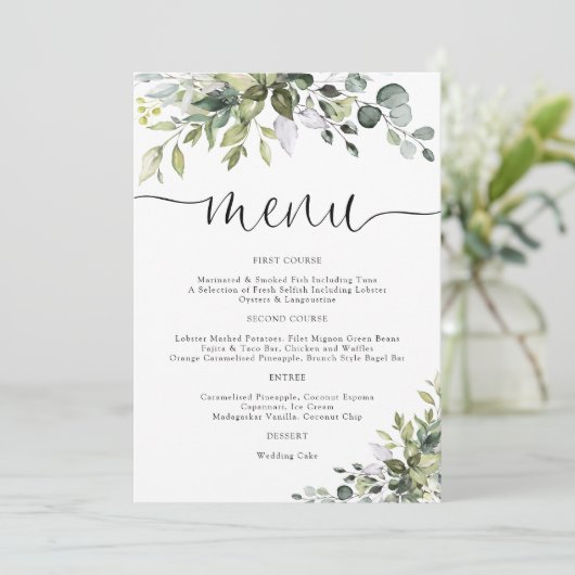 Eucalyptus Trouwmenu Menu (Staand voorkant)