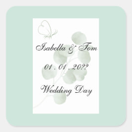 Eucalyptus Trouwstickers | Boho Trouwen Vierkante Sticker