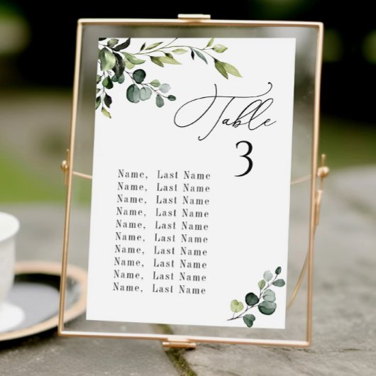 Eucalyptus Trouwtafel nummer Zitkaart Kaart