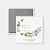 Eucalyptus Trouwvierkant Save the Date Gold Tekst Magneet (Voorkant / Achterkant)