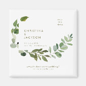 Eucalyptus Trouwvierkant Save the Date Gold Tekst Magneet (Voorkant)