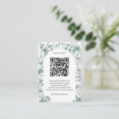 Eucalyptus Trouwwebsite Budget RSVP QR Code Informatiekaartje (Staand voorkant)