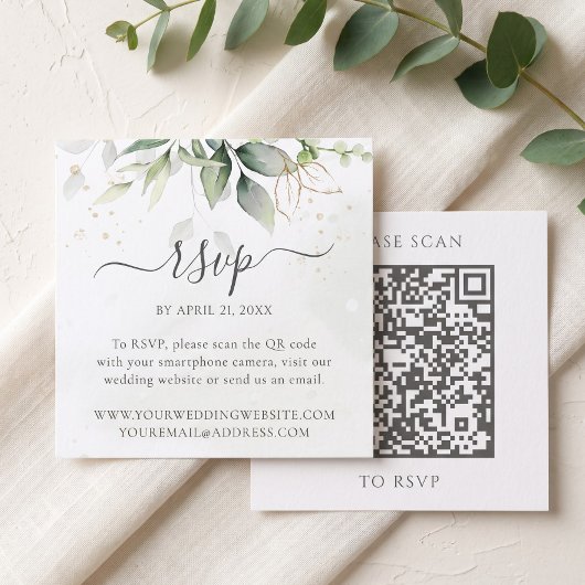 Eucalyptus Trouwwebsite QR Code RSVP Informatiekaartje