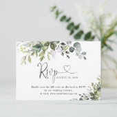 Eucalyptus Trouwwebsite QR Code RSVP Kaart (Staand voorkant)