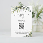 Eucalyptus Trouwwebsite QR Code RSVP  Kaartje (Staand voorkant)