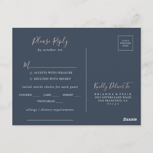 Eucalyptus Tuin Bloemen Menu Keuze RSVP Briefkaart (Achterkant)