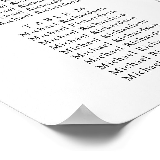 Eucalyptus Tuin Bruiloft 30 Tafel Zitplaatskaarten Poster (Hoek)