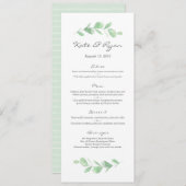 Eucalyptus tuin bruiloft Menu Kaart (Voorkant / Achterkant)