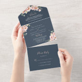 Eucalyptus Tuin Roos Bloemen Huwelijk All In One Uitnodiging (Afscheurbaar)