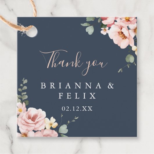 Eucalyptus Tuin Roos Bloemen Huwelijk Bedankjes Labels (Voorkant)