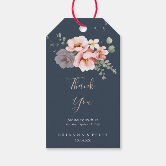 Eucalyptus Tuin Roos Bloemen Huwelijk Bedankt Cadeaulabel (Voorkant)