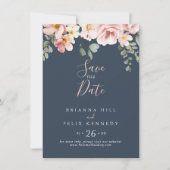 Eucalyptus Tuin Roos Bloemen Huwelijk Save The Date (Voorkant)