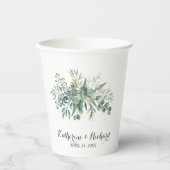 Eucalyptus Tuin Trouwpapier Cups Papieren Bekers (Voorkant)