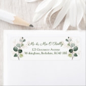 Eucalyptus Twigs Gold Leaves Wedding Etiket (Insitu)