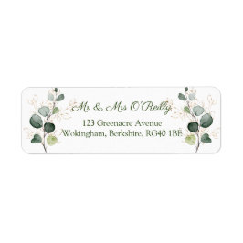 Eucalyptus Twigs Gold Leaves Wedding Etiket