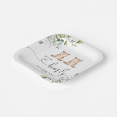 Eucalyptus twin beren baby shower papieren bordje (Gebogen)