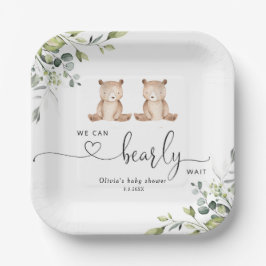 Eucalyptus twin beren baby shower papieren bordje