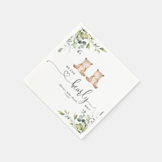 Eucalyptus twin beren baby shower servet (Hoek)