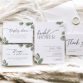Eucalyptus Uitgepakte Bruiloftscadeaus Bruidsfeest Informatiekaartje