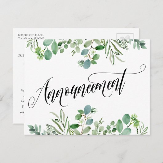 Eucalyptus Uitgestelde aankondiging huwelijk Briefkaart (Voorkant / Achterkant)