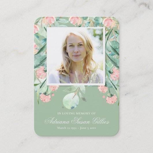 Eucalyptus Uitvaartmonument Gebed Fotokaart Visitekaartje (Voorkant)