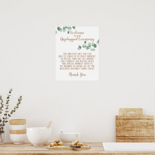 Eucalyptus Unplugged Ceremony Poster (Keuken)