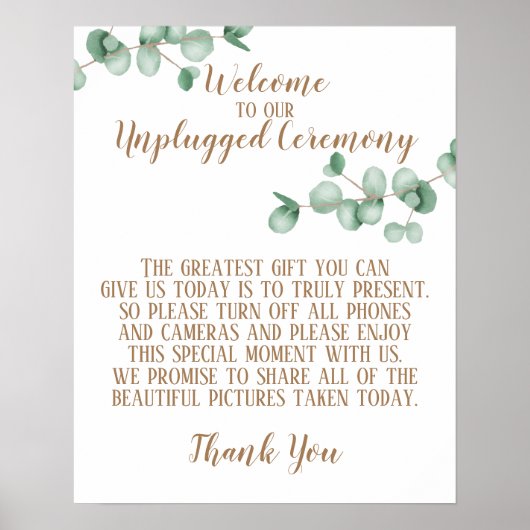 Eucalyptus Unplugged Ceremony Poster (Voorkant)
