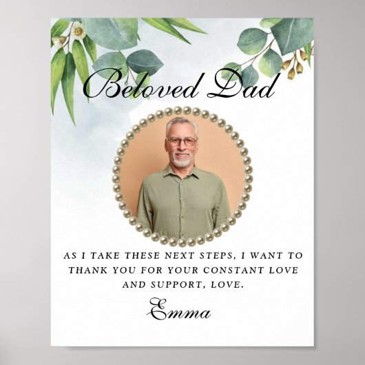 Eucalyptus Vader van de Bride Dank u Gift Poster (Voorkant)