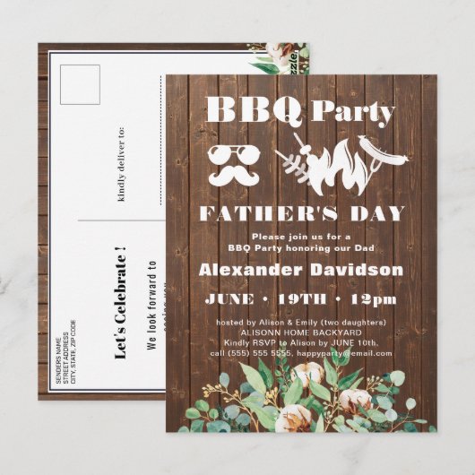 Eucalyptus Vaderdag Foto BBQ Briefkaart (Voorkant / Achterkant)