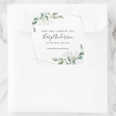 Eucalyptus van de Bookplaat van het Baby shower va Vierkante Sticker (Tas)