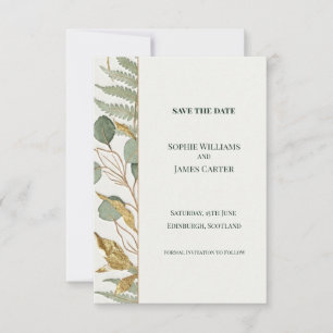 Eucalyptus Varens Goud Save The Date Kaart
