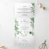 Eucalyptus vegetatie | Green Leaf bruiloft Drieluik Uitnodiging (Binnen)