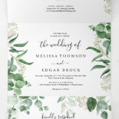 Eucalyptus vegetatie | Green Leaf bruiloft Drieluik Uitnodiging (Binnenkant midden)