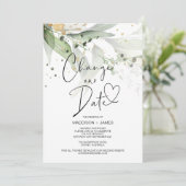 Eucalyptus verandert huwelijksdatum uitgesteld kaart (Staand voorkant)